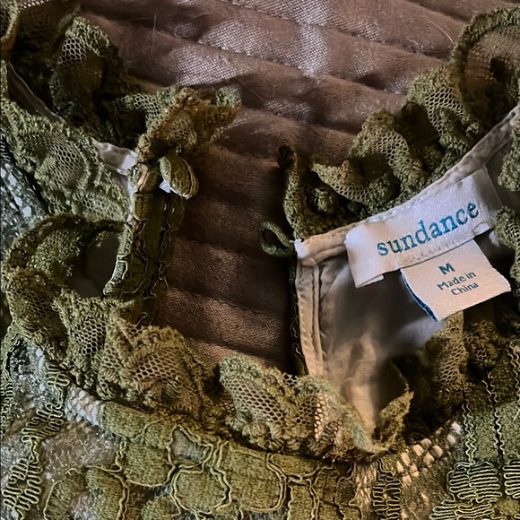 Green Lace Sleeveless Top Sundance Medium - Picture 6 of 11